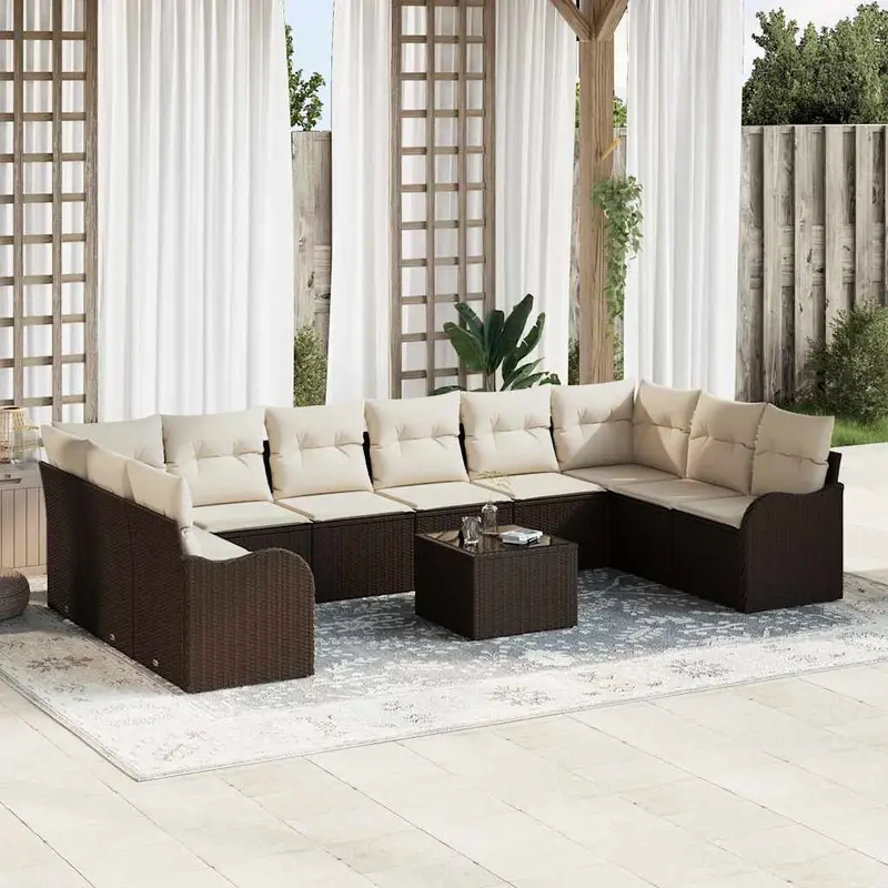 Conjunto de sofá de jardín Marrón 55 x 55 x 37 cm