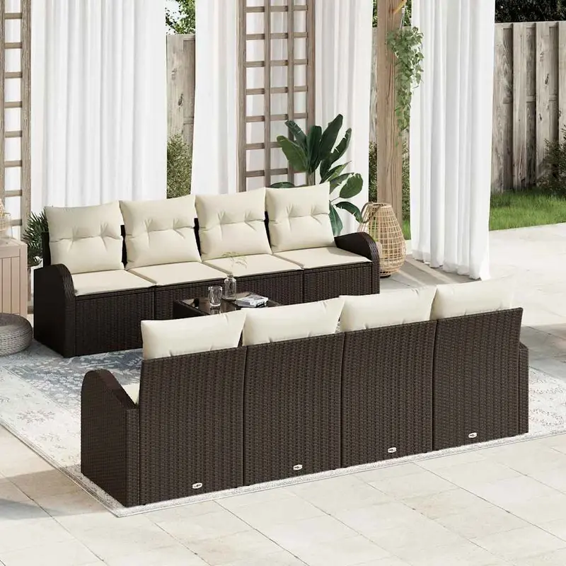 Conjunto de sofá de jardín Marrón 55 x 55 x 37 cm