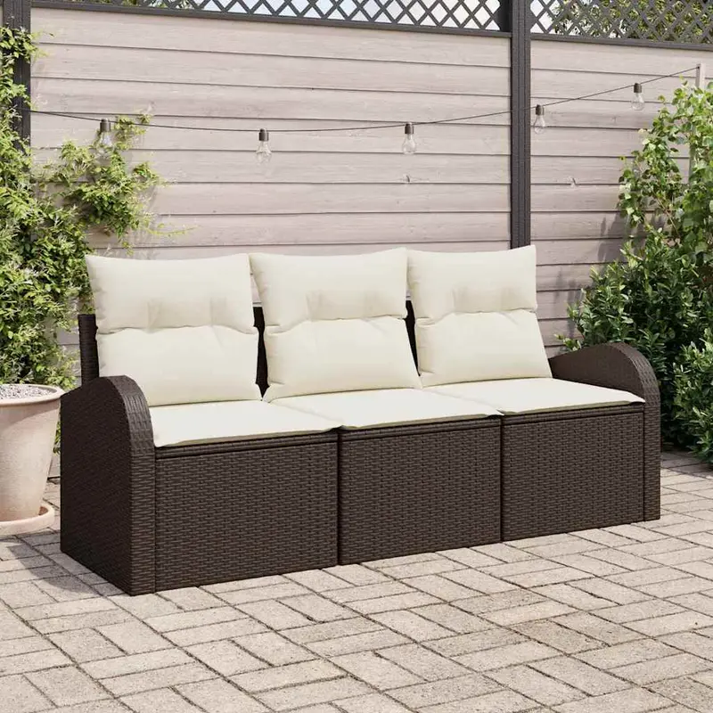 Conjunto de sofá de jardín Marrón ratán sintético