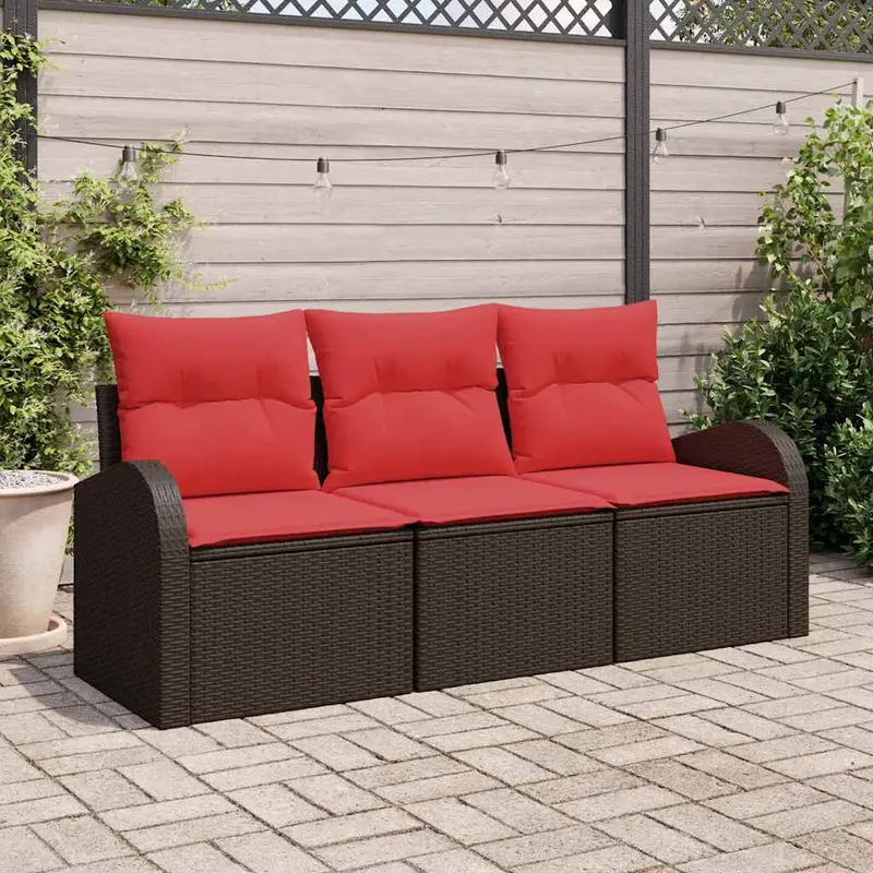 Conjunto de sofá de jardín Marrón ratán sintético