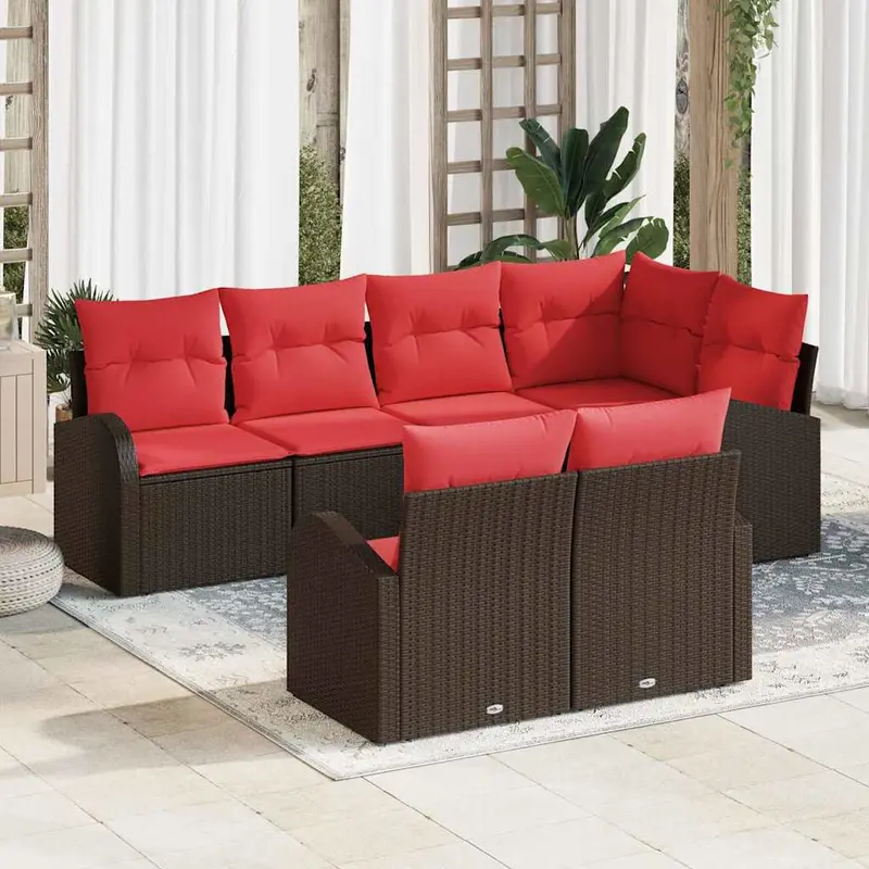 Conjunto de sofá de jardín Marrón ratán sintético