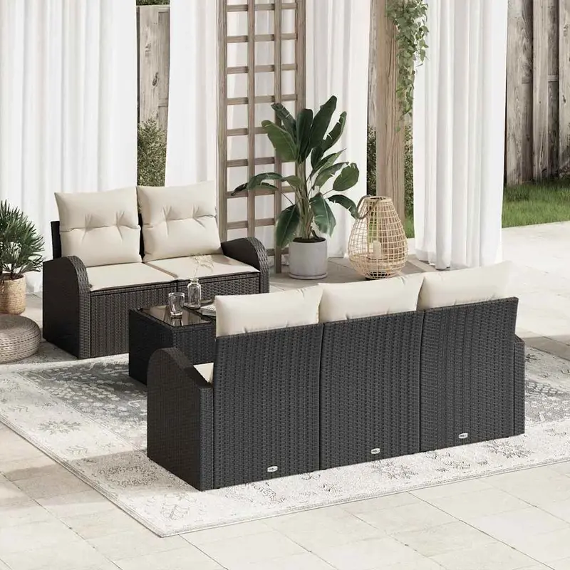 Conjunto de sofá de jardín Negro 55 x 55 x 37 cm