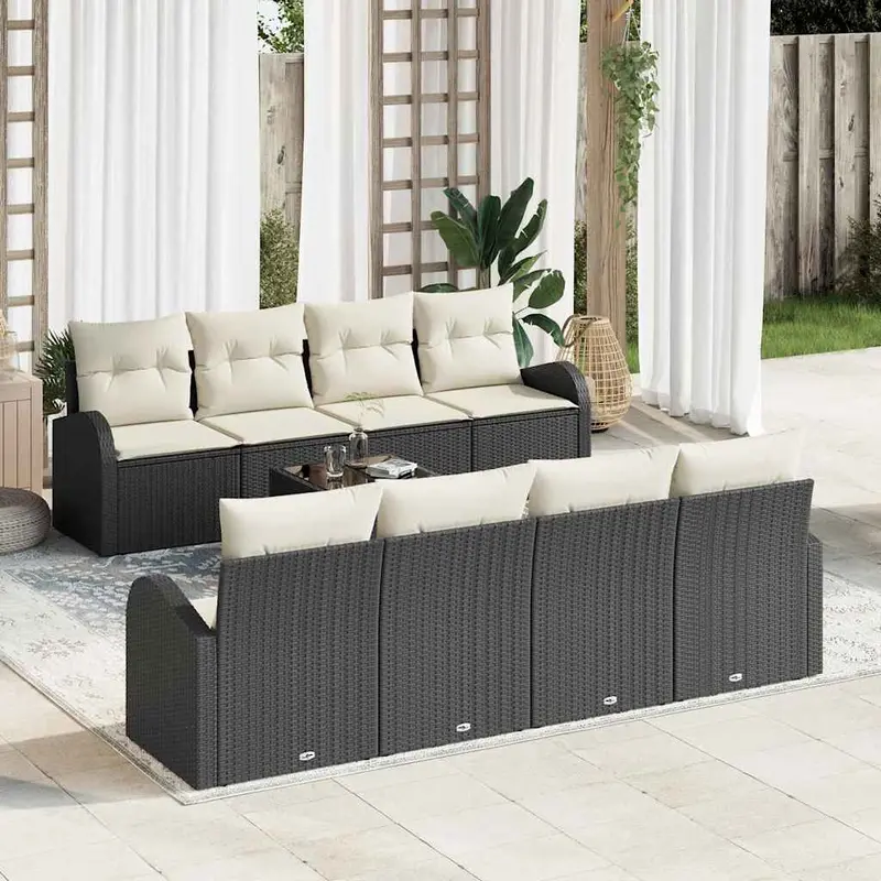 Conjunto de sofá de jardín Negro 55 x 55 x 37 cm