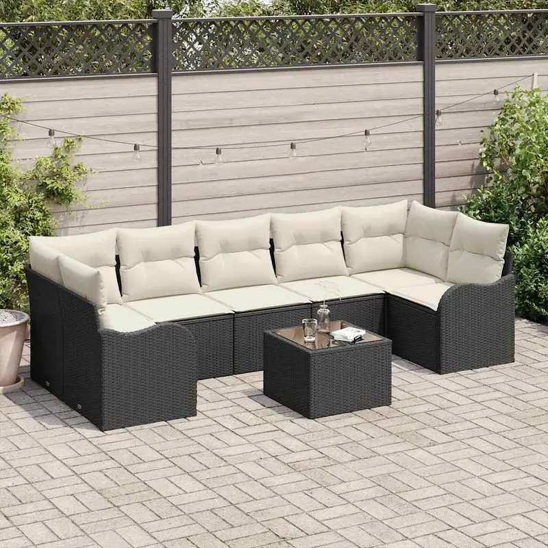 Conjunto de sofá de jardín Negro 55 x 55 x 37 cm