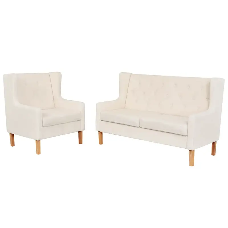 Conjunto de sofás 2 piezas tela blanco crema