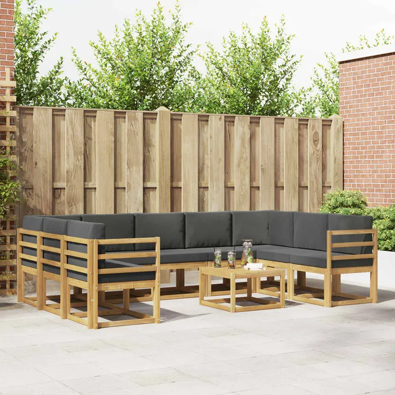 Conjunto de sofás de exterior 10 pcs Blanco y Antracita