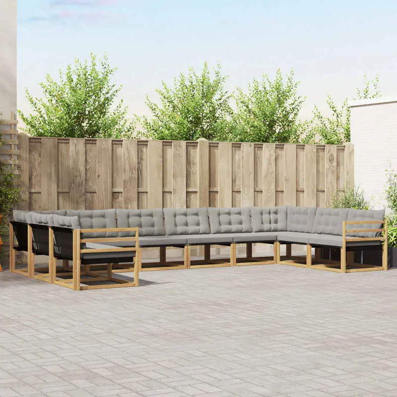 Conjunto de sofás de exterior 10 pcs Blanco y Gris Claro