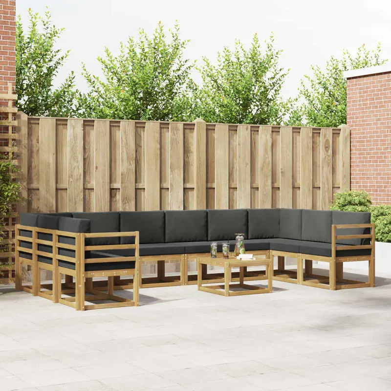 Conjunto de sofás de exterior 11 pcs Blanco y Antracita