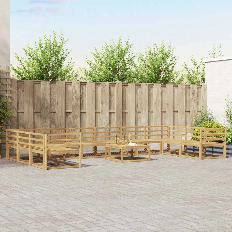 Conjunto de sofás de exterior 11 pcs Blanco