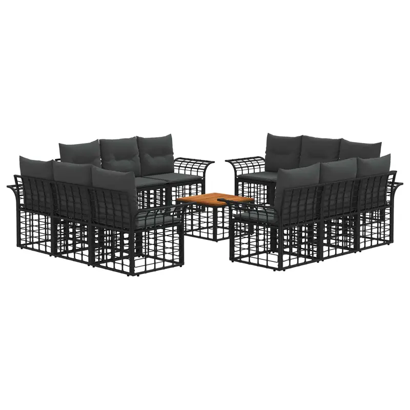 Conjunto de sofás de exterior 13 pcs Negro y Gris oscuro