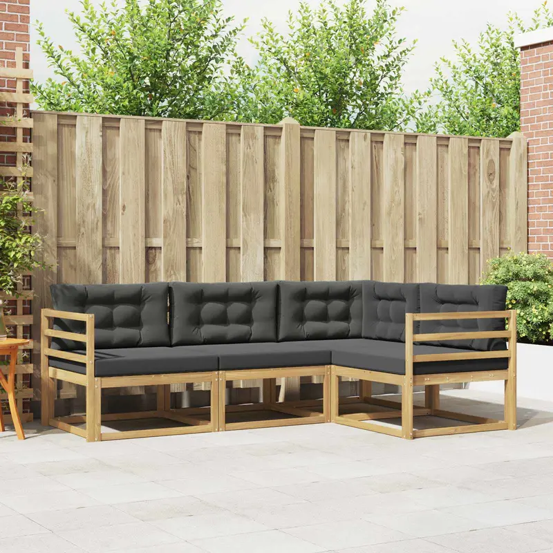 Conjunto de sofás de exterior 3 pcs Blanco y Antracita