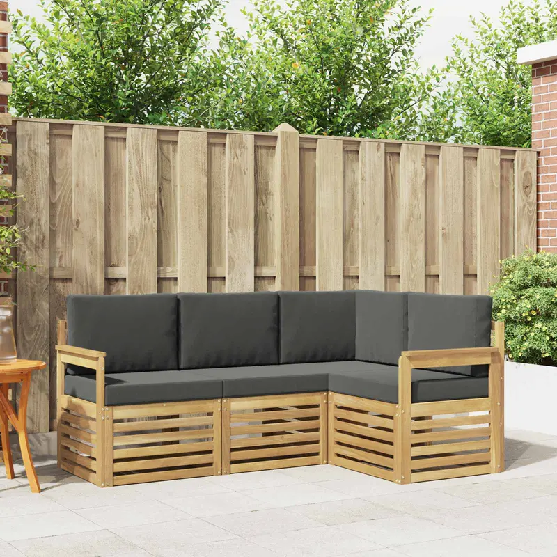 Conjunto de sofás de exterior 4 pcs Blanco y Antracita