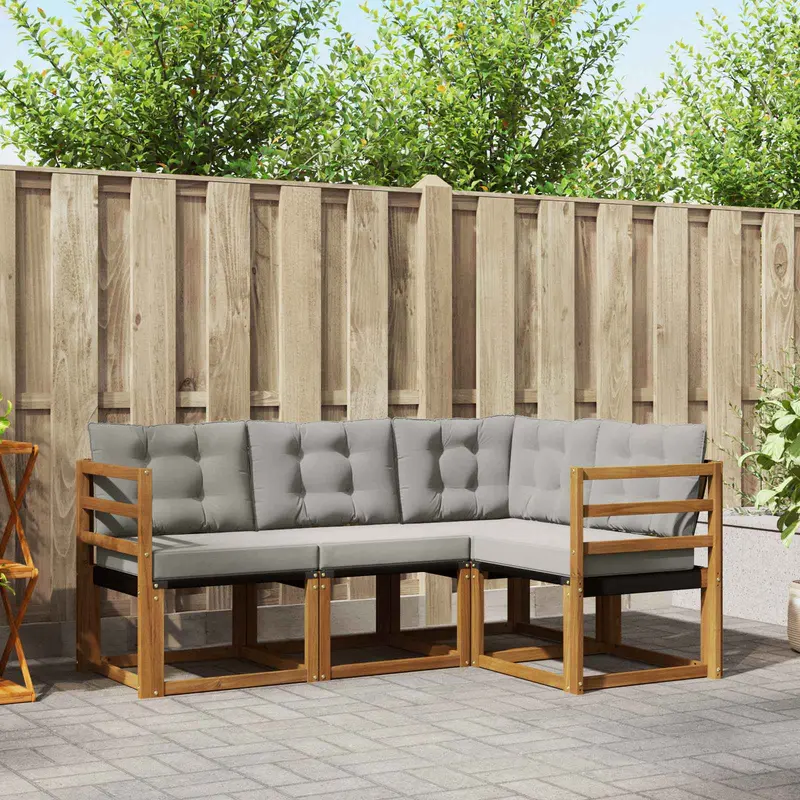 Conjunto de sofás de exterior 4 pcs Gris Natural y Claro