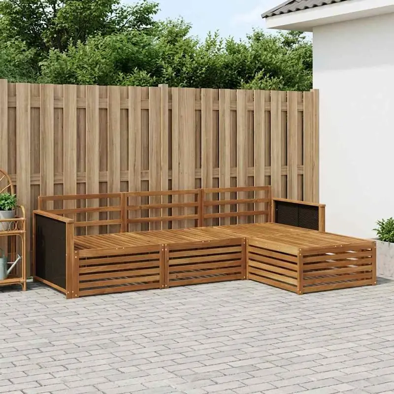 Conjunto de sofás de exterior 4 pcs Natural