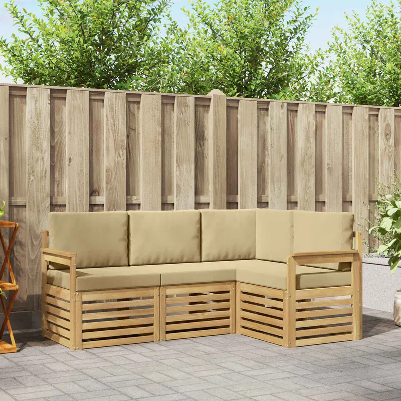 Conjunto de sofás de exterior 4 pcs y Beige
