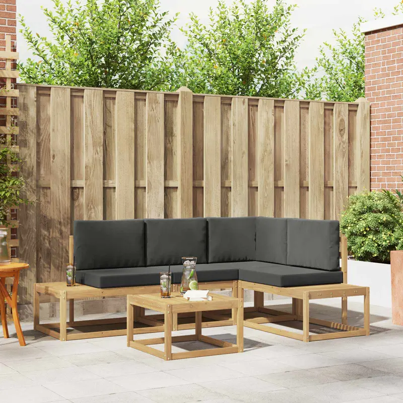 Conjunto de sofás de exterior 4 Pieza Blanco y Antracita
