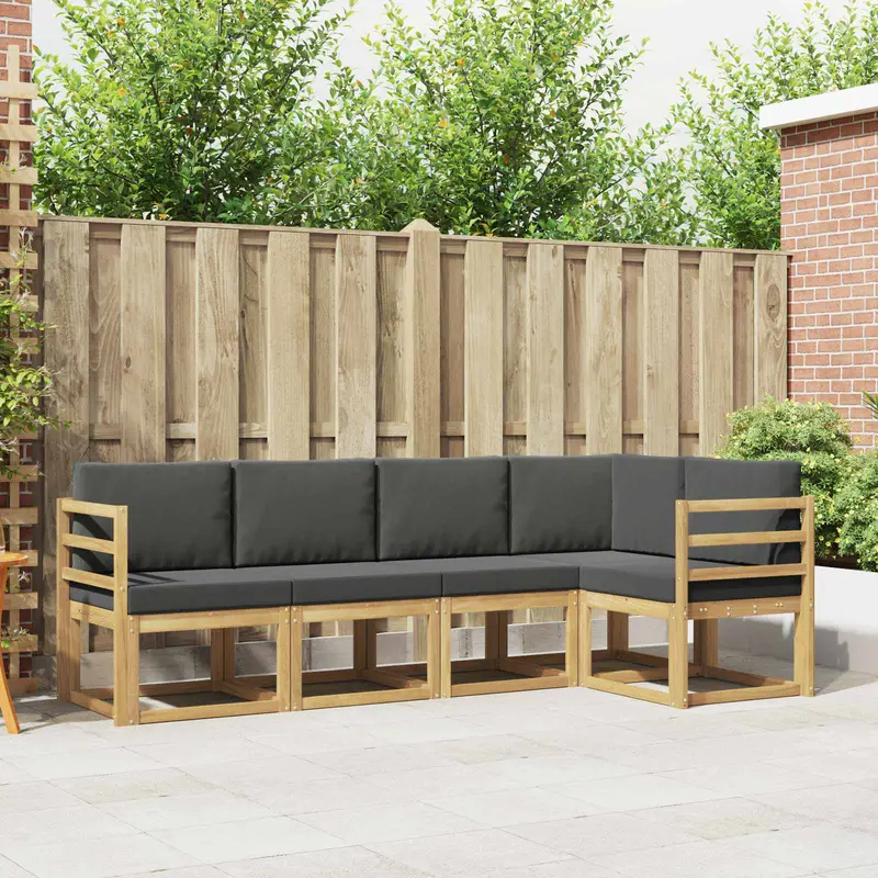 Conjunto de sofás de exterior 5 pcs Blanco y Antracita
