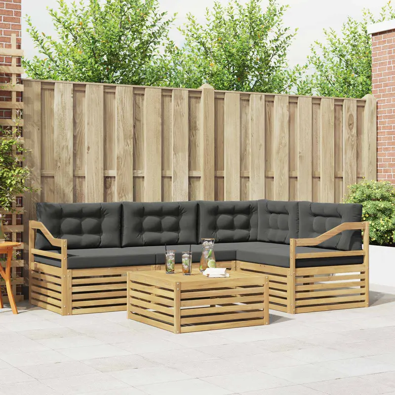 Conjunto de sofás de exterior 5 pcs Blanco y Antracita