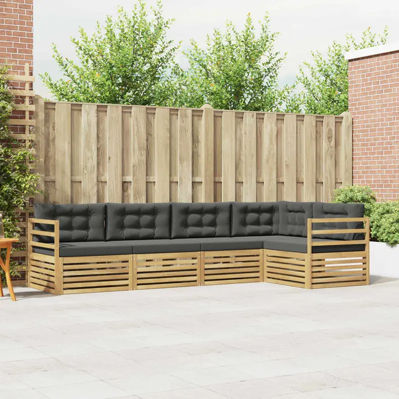 Conjunto de sofás de exterior 5 pcs Blanco y Antracita