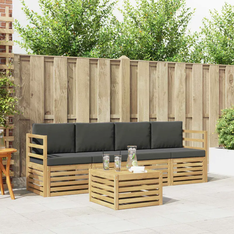 Conjunto de sofás de exterior 5 pcs Blanco y Antracita