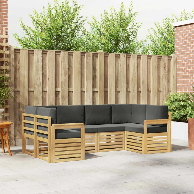 Conjunto de sofás de exterior 5 pcs Blanco y Antracita