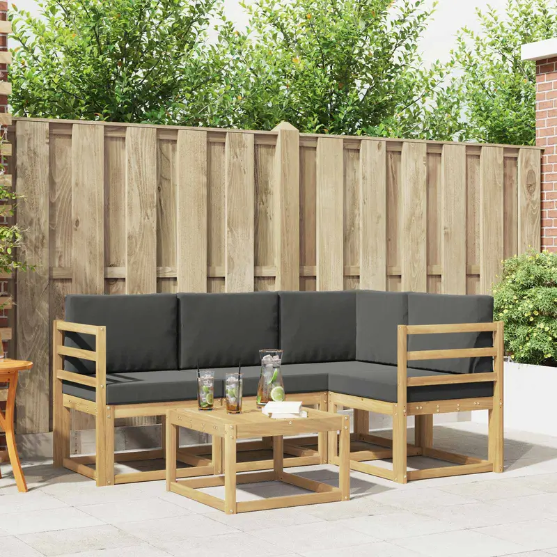 Conjunto de sofás de exterior 5 pcs Blanco y Antracita