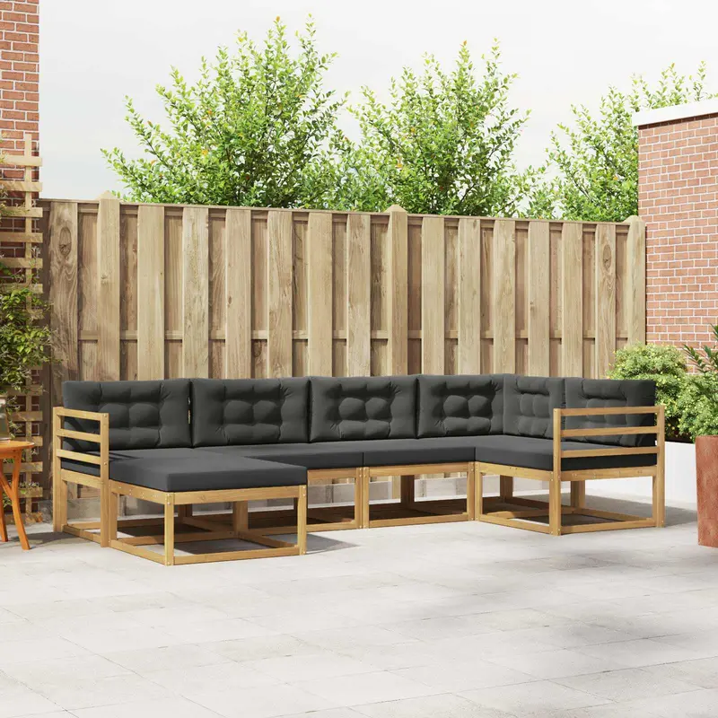 Conjunto de sofás de exterior 5 pcs Blanco y Antracita