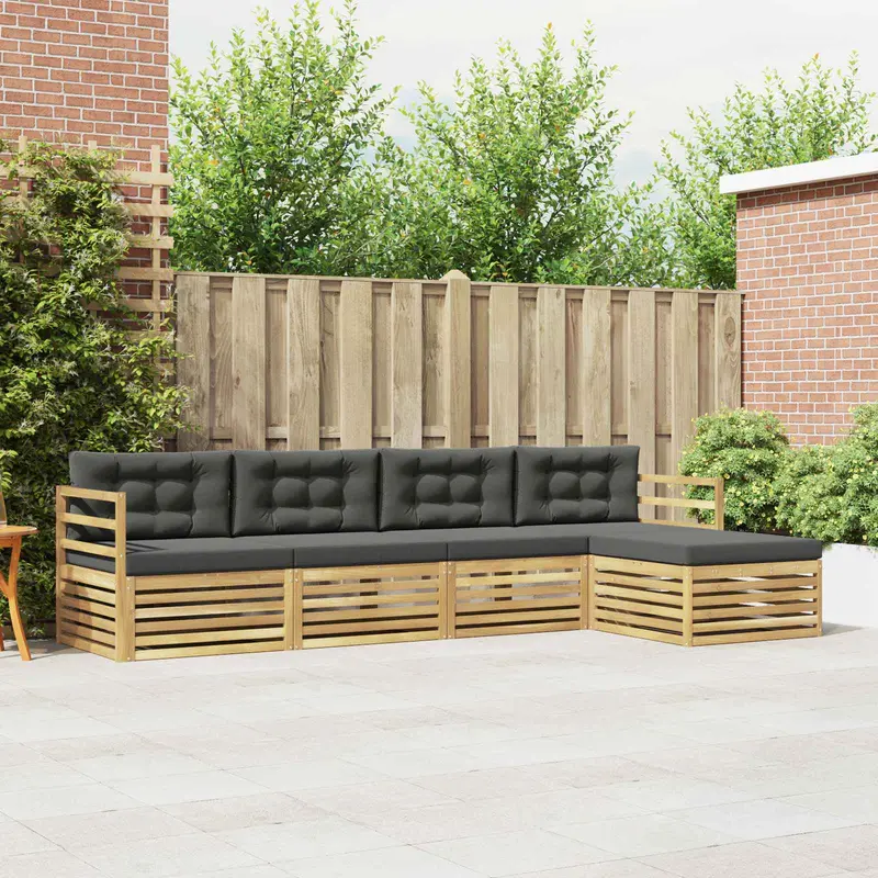 Conjunto de sofás de exterior 5 pcs Blanco y Antracita