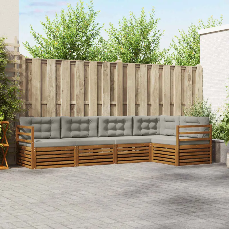 Conjunto de sofás de exterior 5 pcs Gris Natural y Claro