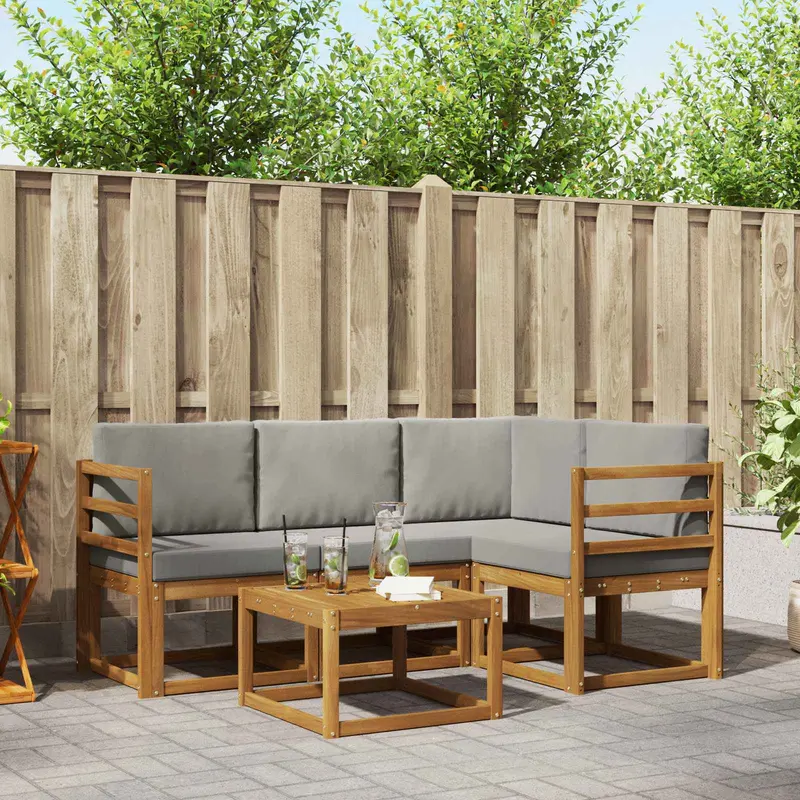 Conjunto de sofás de exterior 5 pcs Gris Natural y Claro
