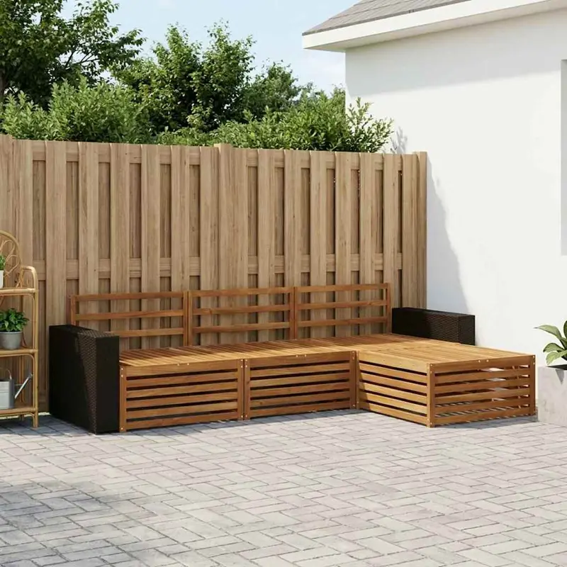 Conjunto de sofás de exterior 5 pcs Madera de Acacia Sólida