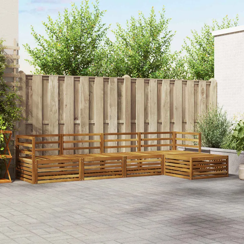 Conjunto de sofás de exterior 5 pcs Natural