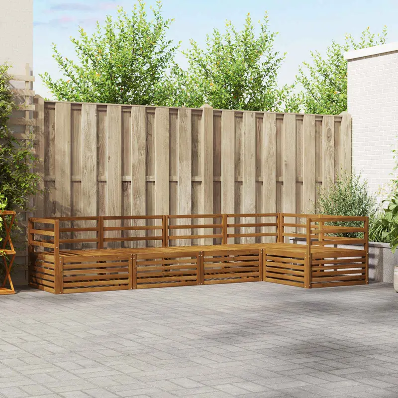 Conjunto de sofás de exterior 5 pcs Natural
