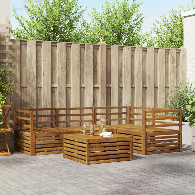 Conjunto de sofás de exterior 5 pcs Natural