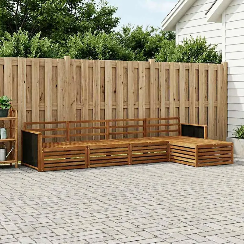 Conjunto de sofás de exterior 5 pcs Natural
