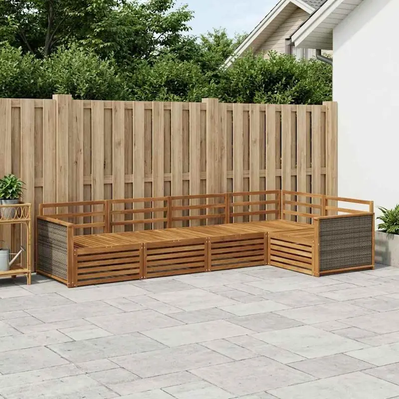 Conjunto de sofás de exterior 5 pcs Natural