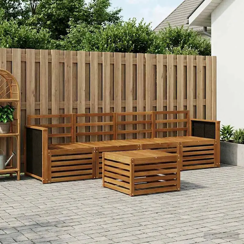 Conjunto de sofás de exterior 5 pcs Natural