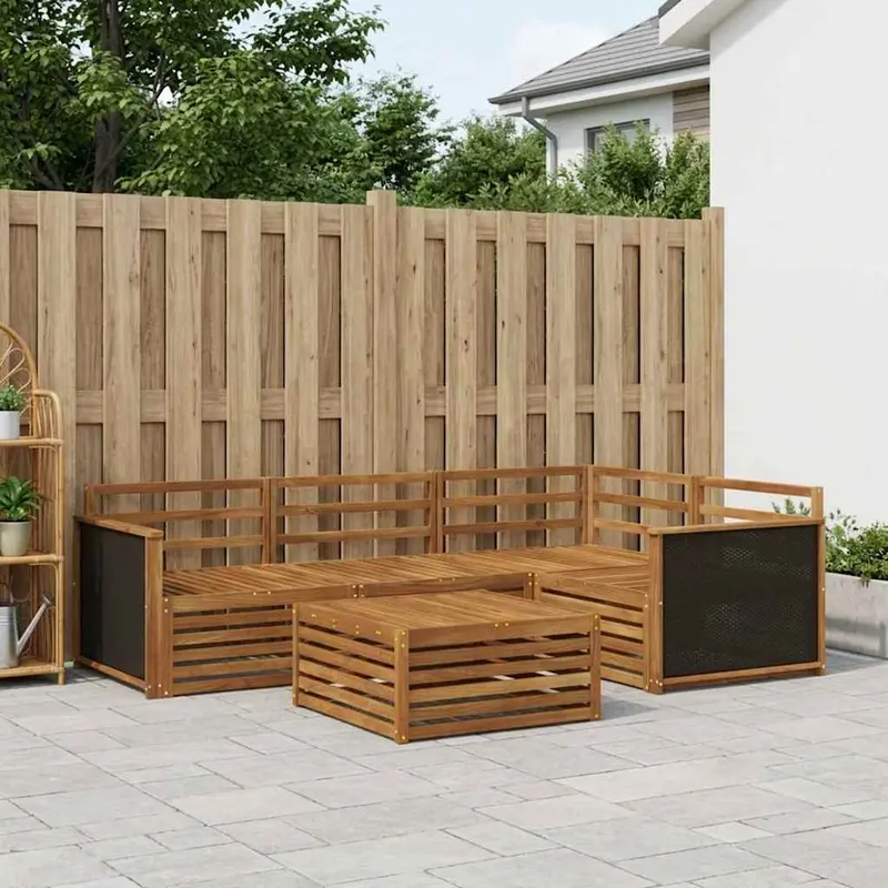Conjunto de sofás de exterior 5 pcs Natural 79 x 79 x 37 cm