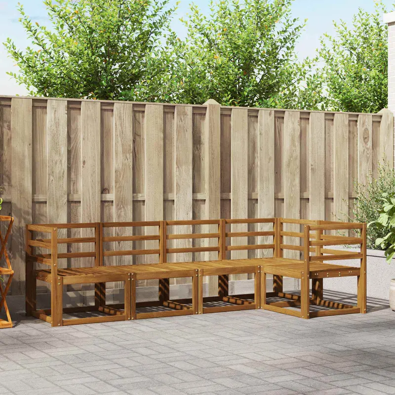 Conjunto de sofás de exterior 5 pcs Natural