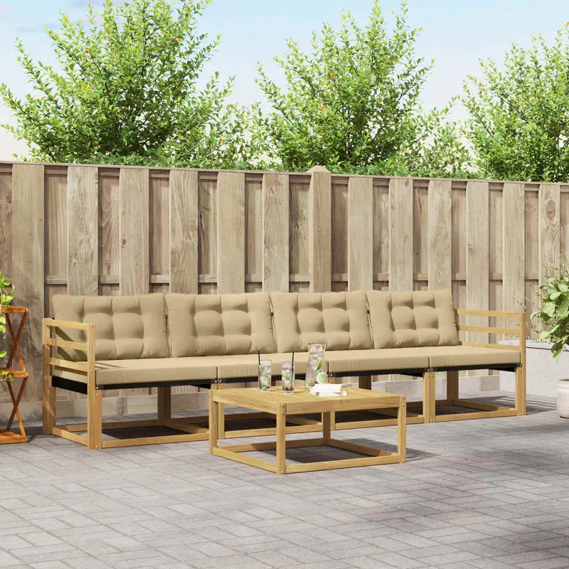 Conjunto de sofás de exterior 5 pcs y Beige 79 x 79 x 37 cm