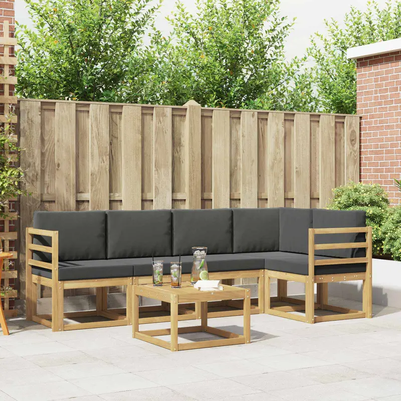 Conjunto de sofás de exterior 6 pcs Blanco y Antracita