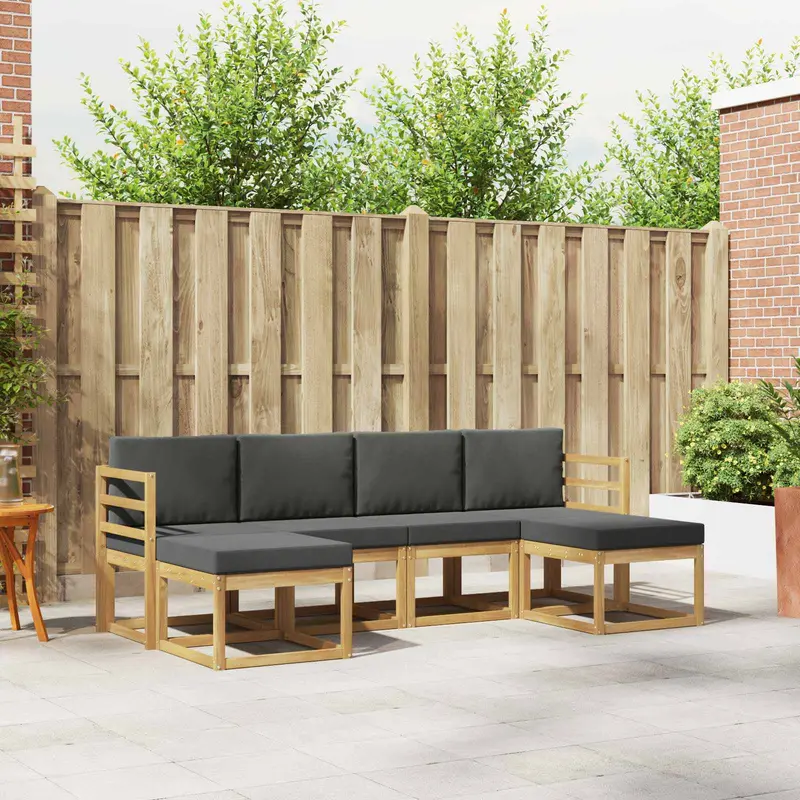 Conjunto de sofás de exterior 6 pcs Blanco y Antracita