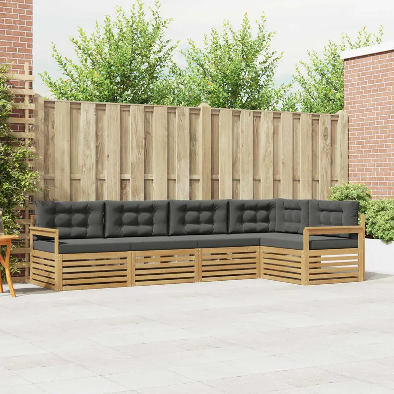 Conjunto de sofás de exterior 6 pcs Blanco y Antracita