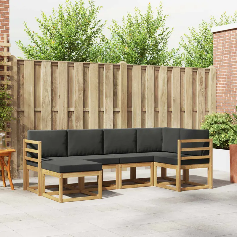 Conjunto de sofás de exterior 6 pcs Blanco y Antracita