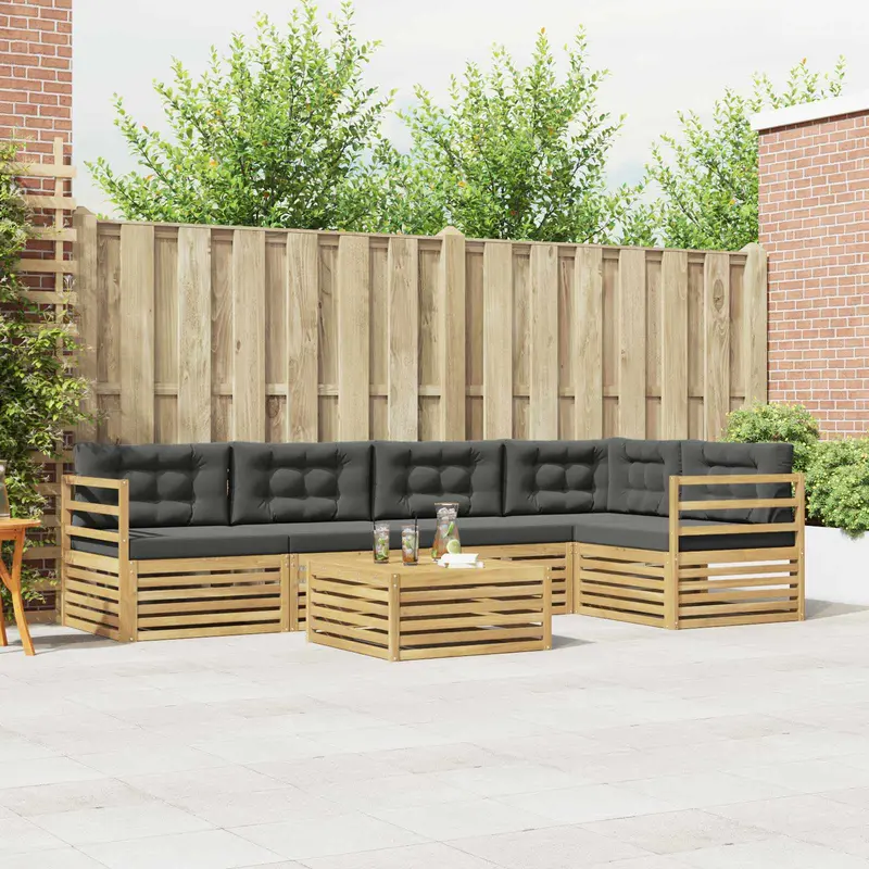Conjunto de sofás de exterior 6 pcs Blanco y Antracita