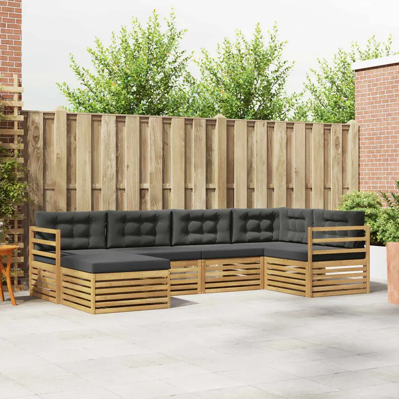 Conjunto de sofás de exterior 6 pcs Blanco y Antracita