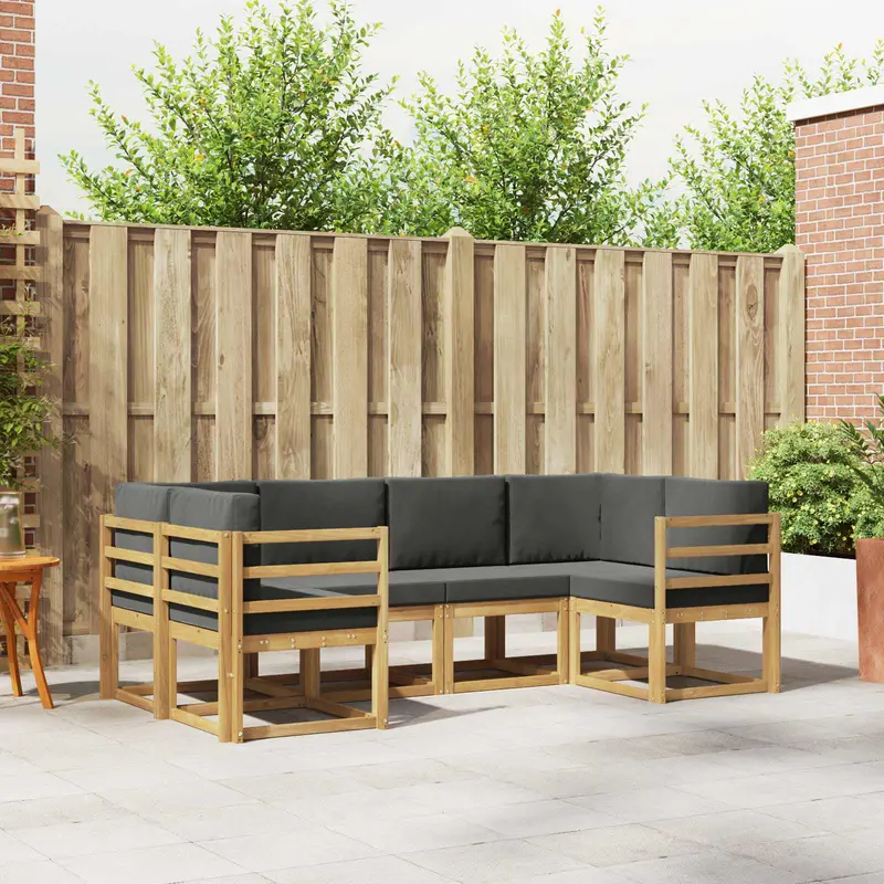 Conjunto de sofás de exterior 6 pcs Blanco y Antracita