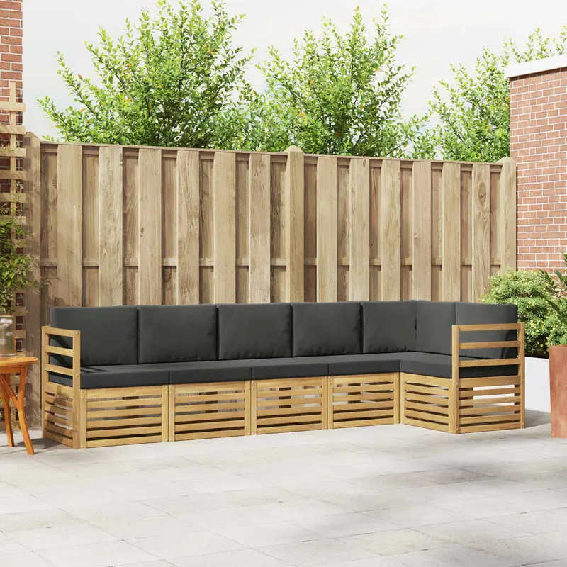 Conjunto de sofás de exterior 6 pcs Blanco y Antracita