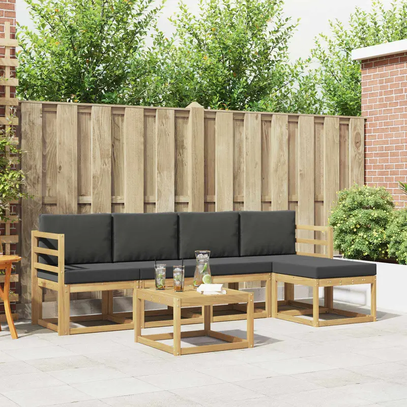 Conjunto de sofás de exterior 6 pcs Blanco y Antracita