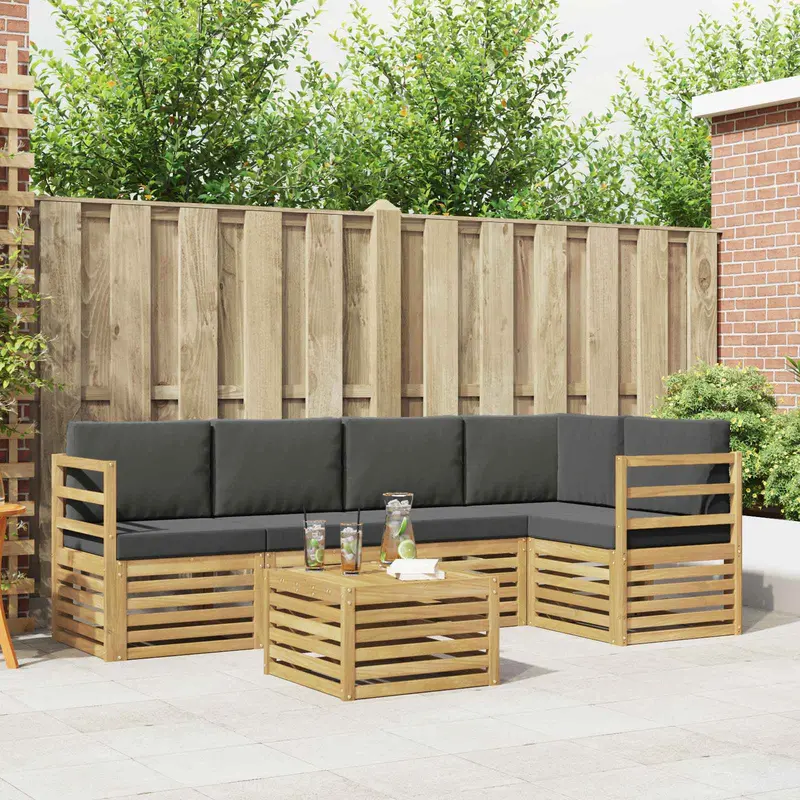 Conjunto de sofás de exterior 6 pcs Blanco y Antracita